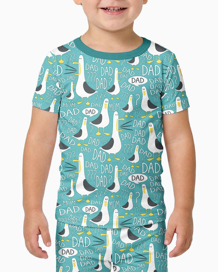 Funny Seagull DAD Bamboo Two Piece Short Sleeve Pajama Set
