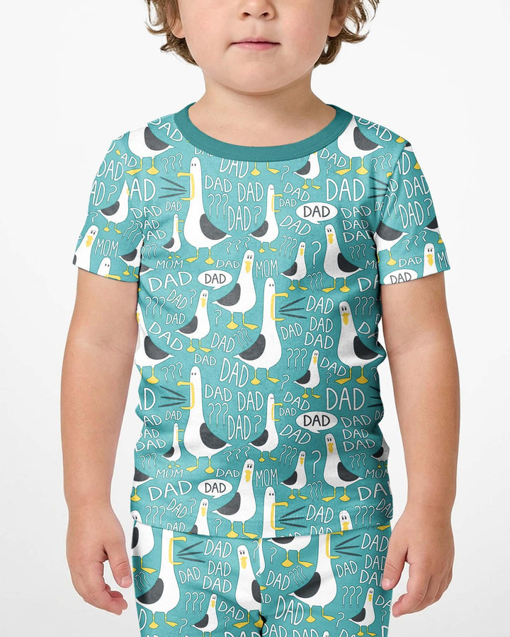 Funny Seagull DAD Bamboo Two Piece Short Sleeve Shorts Pajama Set