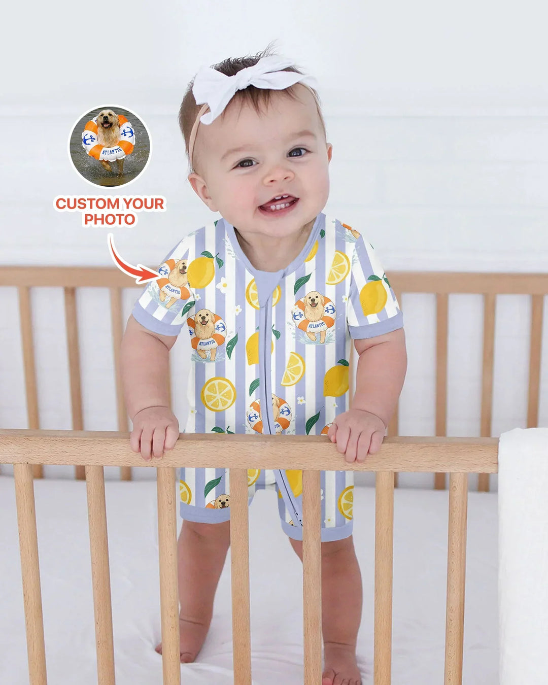 Custom Image Summer Lemon Bamboo Shorty Zippy