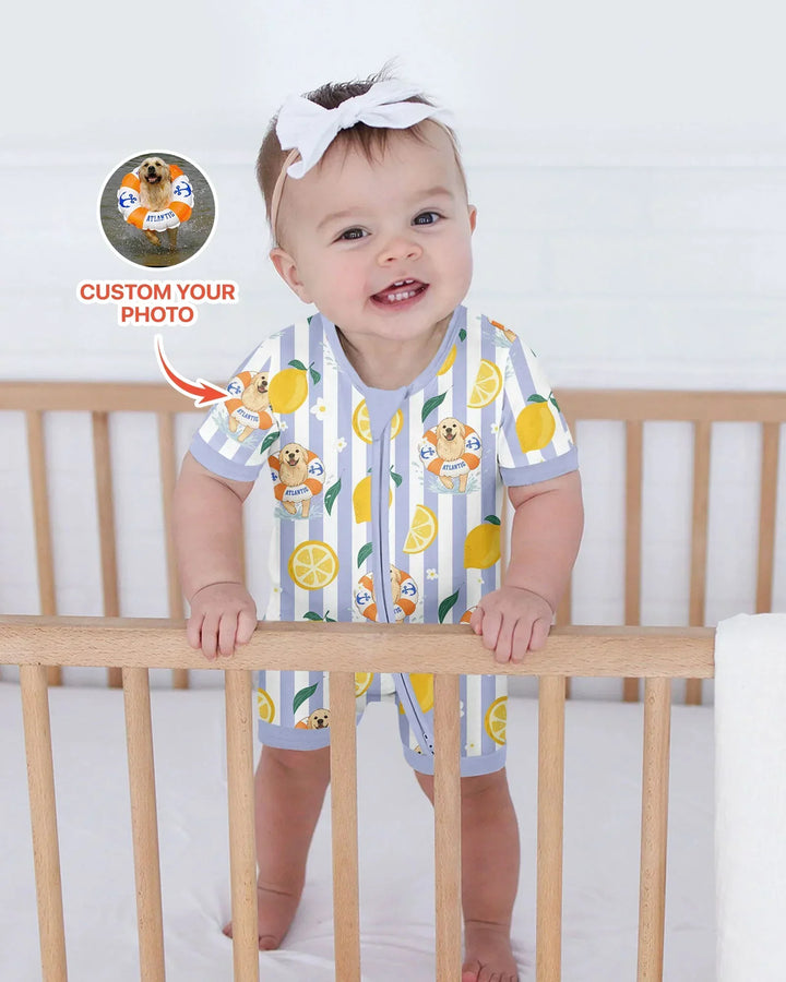 Custom Image Summer Lemon Bamboo Shorty Zippy