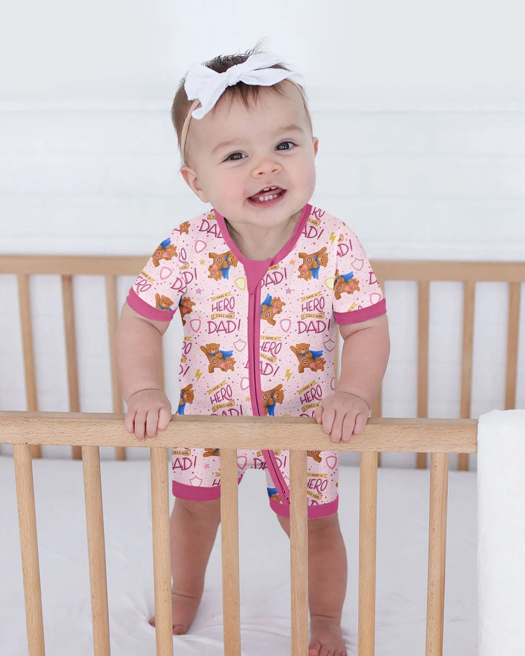 I Have A Hero Daddy & Me Matching Bamboo Shorty Zippy