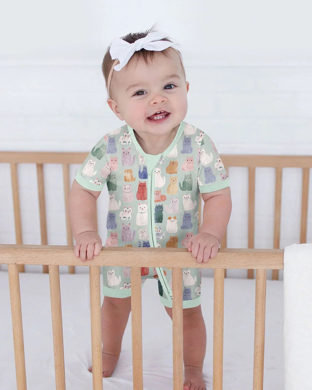 Enchanted Happy Kitty Family Matching Bamboo Shorty Zippy