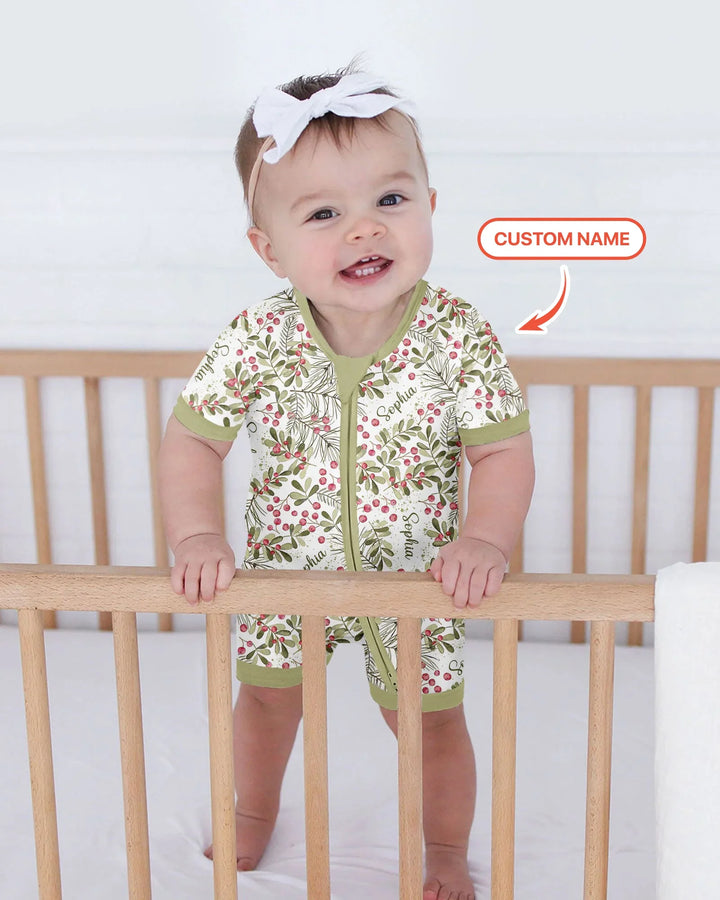 Custom Name Birth Month Flowers Bamboo Shorty Zippy