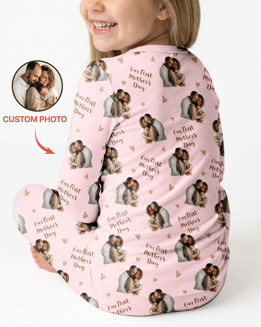 Custom Photo Our First as Parents Bamboo Two Piece Long Sleeve Pajama Set