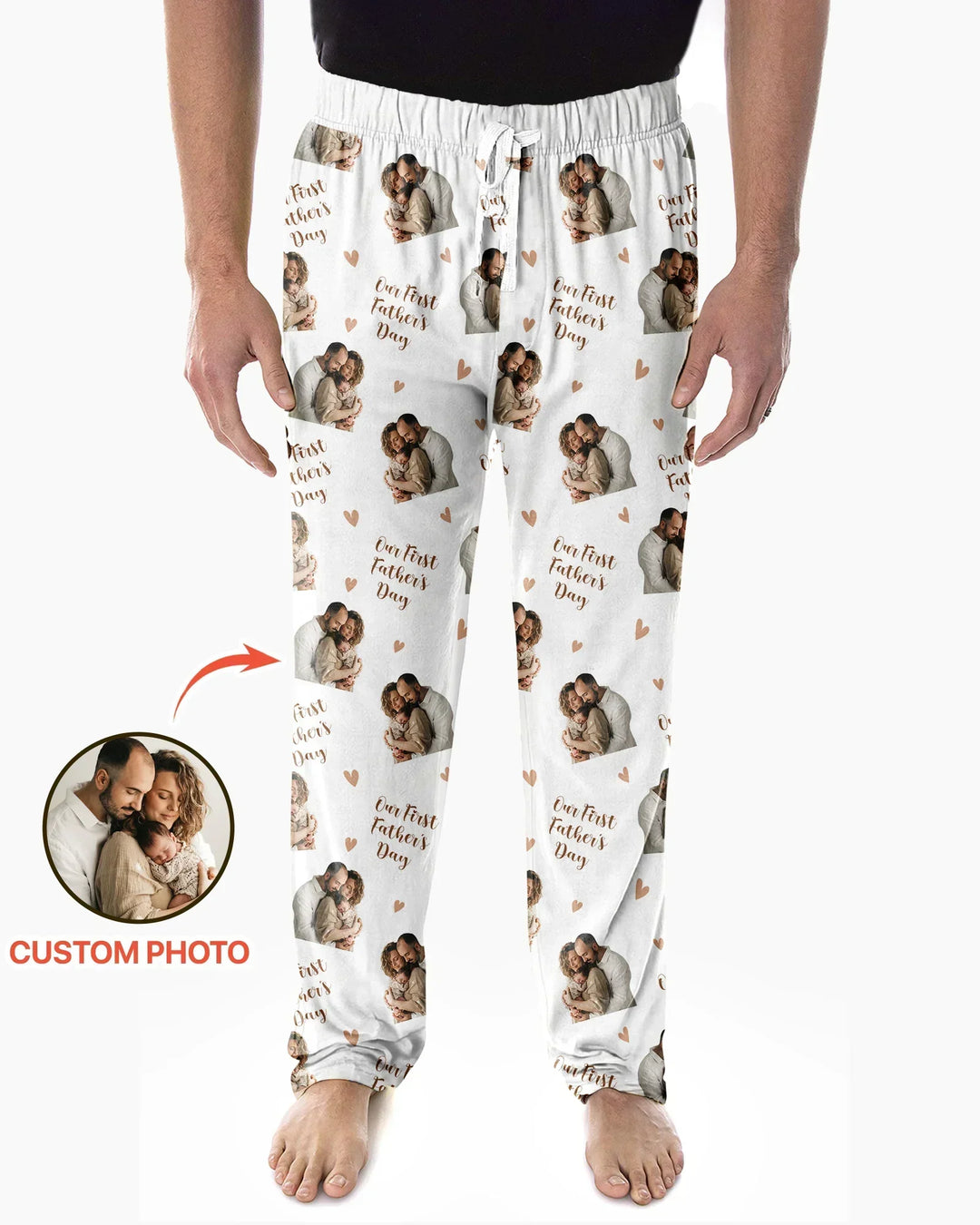 Custom Photo Our First as Parents Bamboo Men's Pajama Set