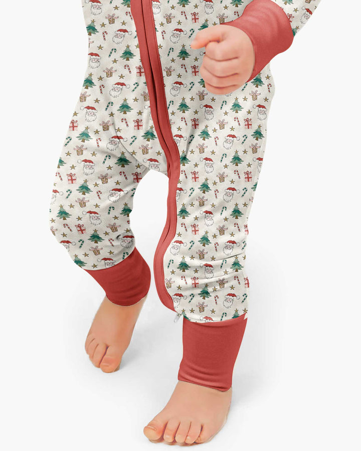 Vintage Santa Christmas Doodles Bamboo Convertible Zippy