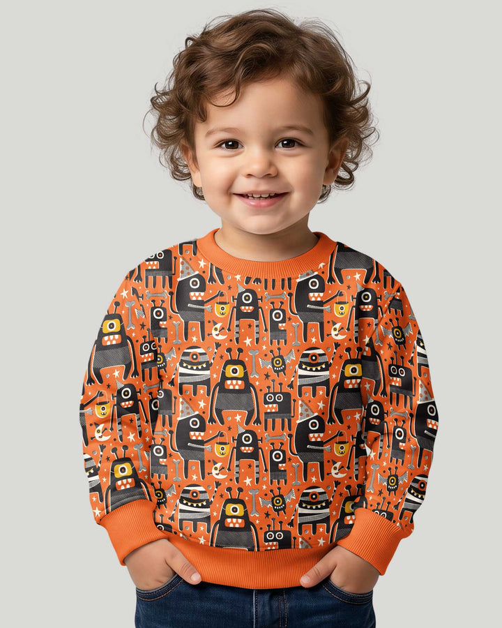Mid Century Halloween Monster Toss Bamboo Crewneck Sweatshirt