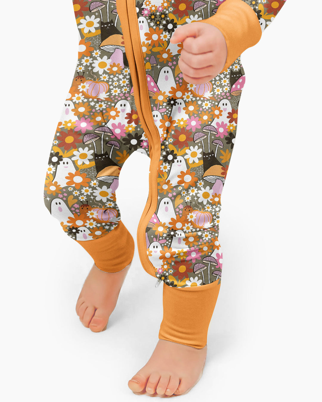 Retro Ghost Mushroom Floral Halloween Bamboo Convertible Zippy