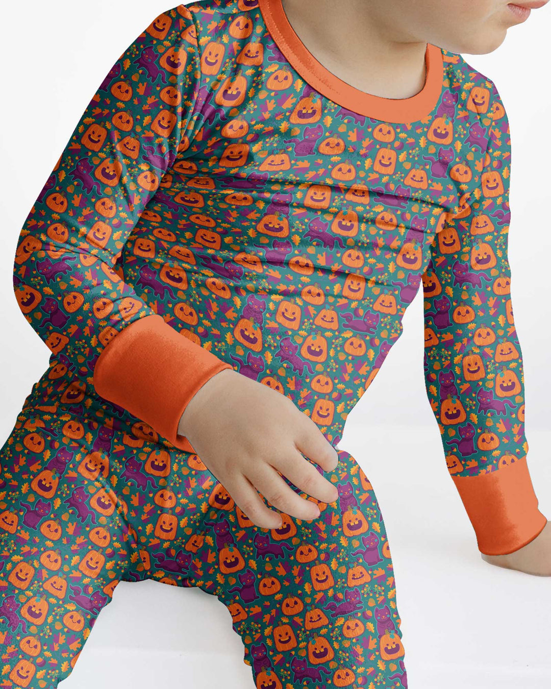Cats and Pumpkins Bamboo Two Piece Long Sleeve Pajama Set