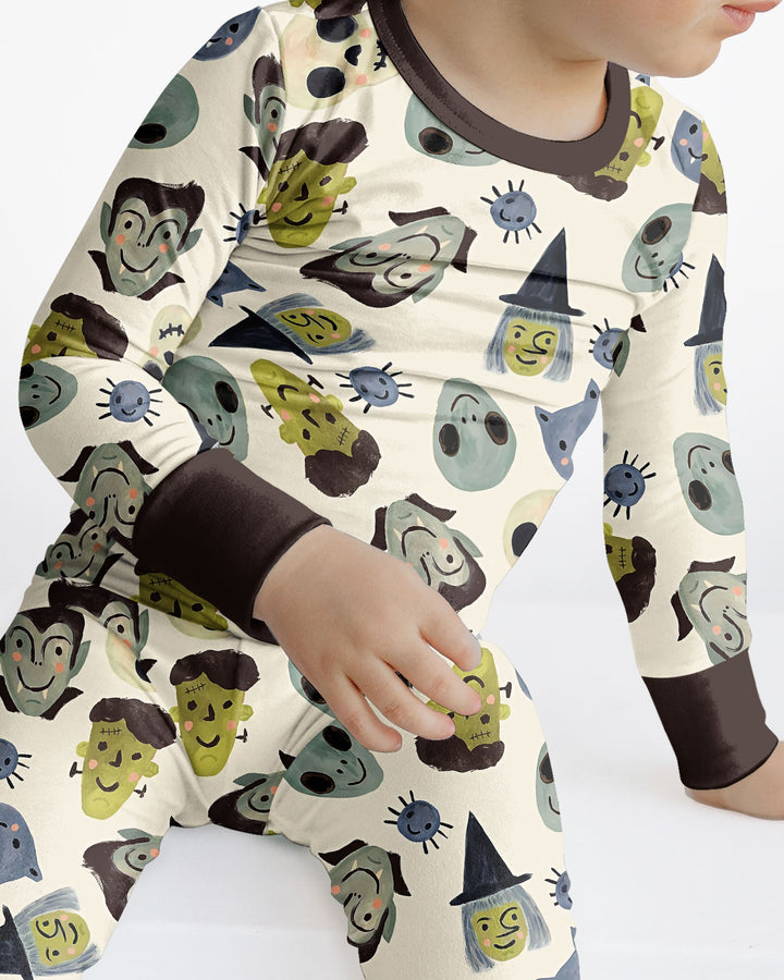 Halloween Face Bamboo Two Piece Long Sleeve Pyjamas Set