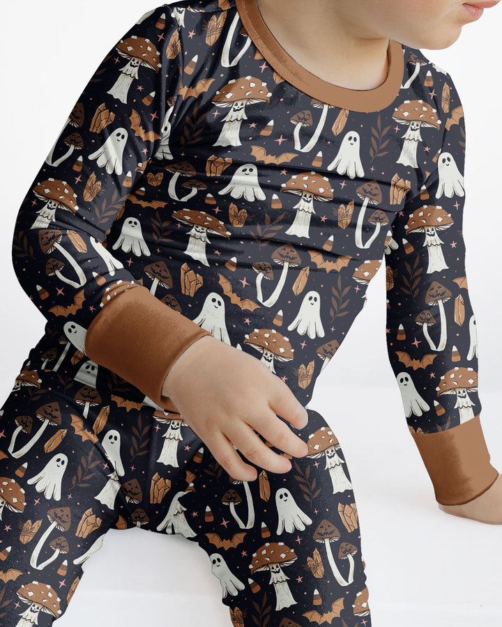 Retro Halloween Whimsy Bamboo Two Piece Long Sleeve Pajama Set