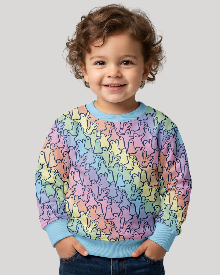 Pastel Rainbow Ghost Halloween Bamboo Crewneck Sweatshirt