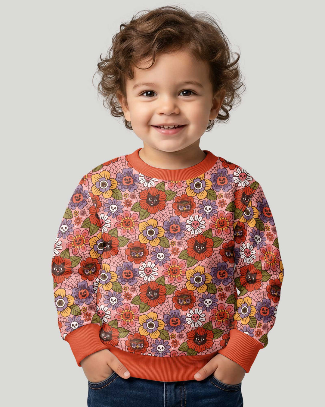 70s Halloween Floral Bamboo Crewneck Sweatshirt