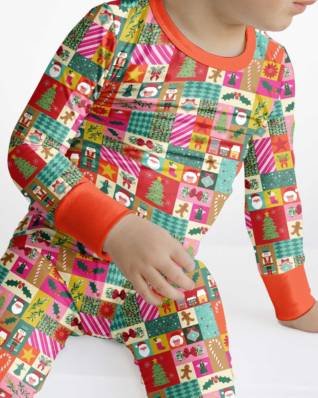Maximalist Christmas Collage Bamboo Two Piece Long Sleeve Pajama Set