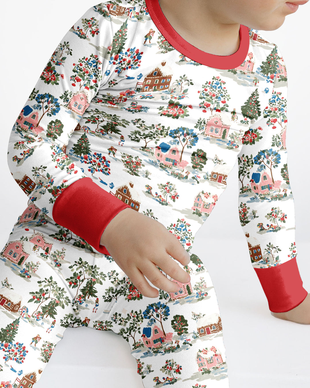 Christmas Village Winter Holiday Bamboo Two Piece Long Sleeve Pajama Set