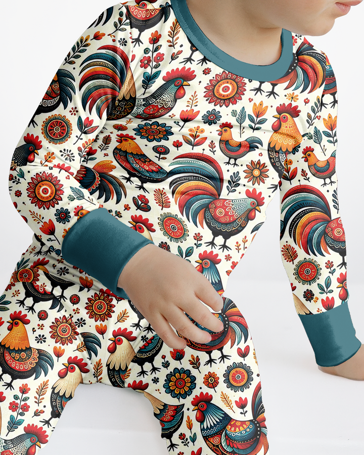 Country Chickens Bamboo Two Piece Long Sleeve Pajama Set