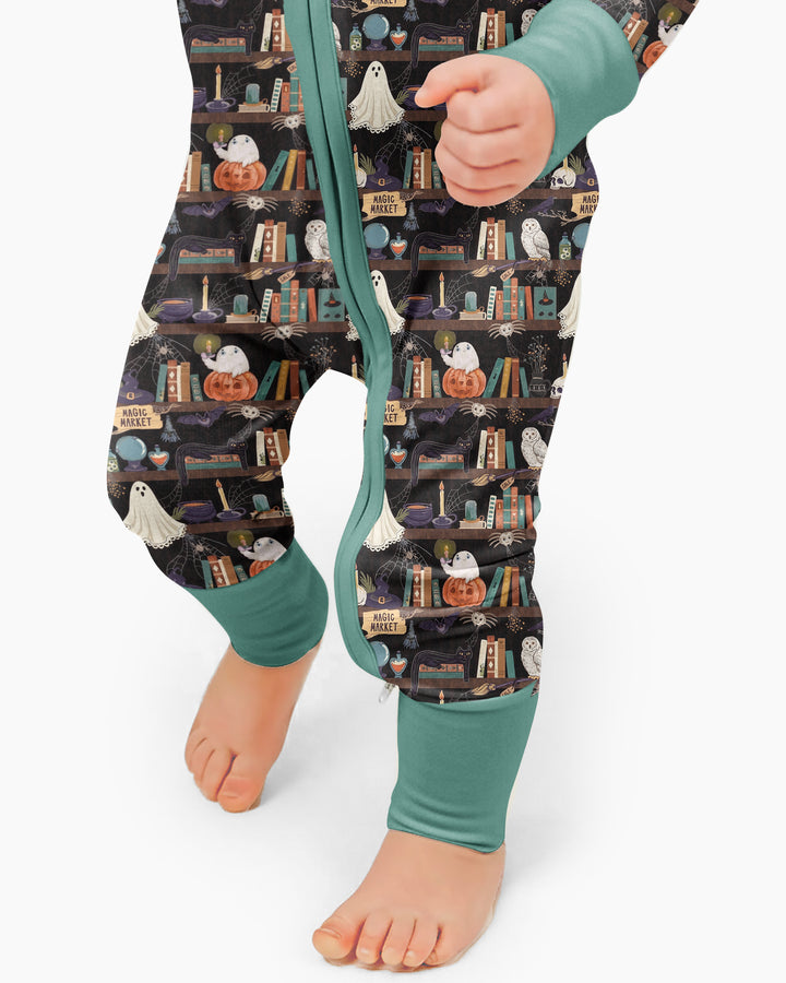 Cute Ghost Witchy Halloween Magic Library Bamboo Convertible Zippy