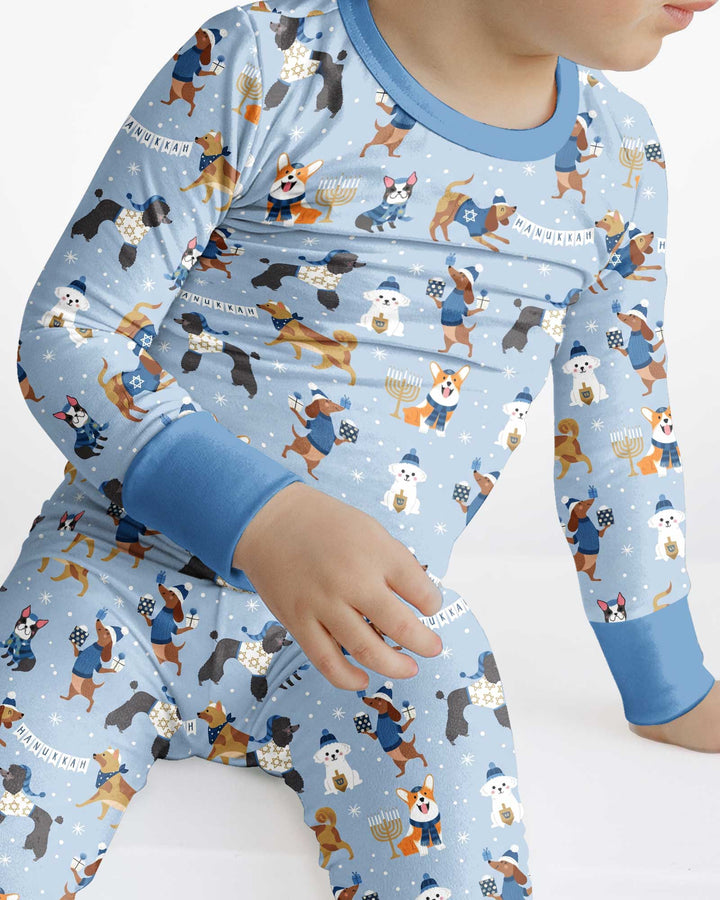 Hanukkah Dogs Bamboo Two Piece Long Sleeve Pajama Set