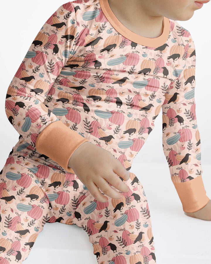 Pastel Pumpkin Patch Bamboo Two Piece Long Sleeve Pajama Set
