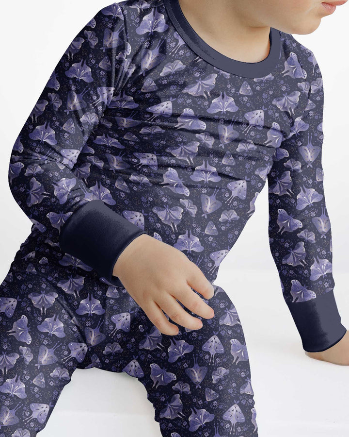 Very Peri Moths Bamboo Two Piece Long Sleeve Pajama Set