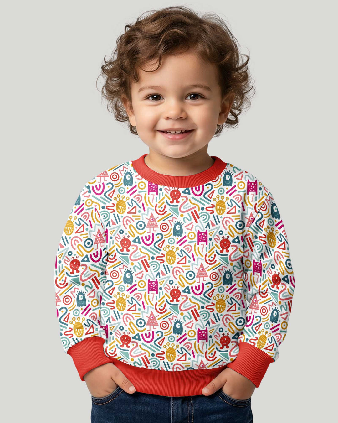 Rainbow Monster Party Bamboo Crewneck Sweatshirt