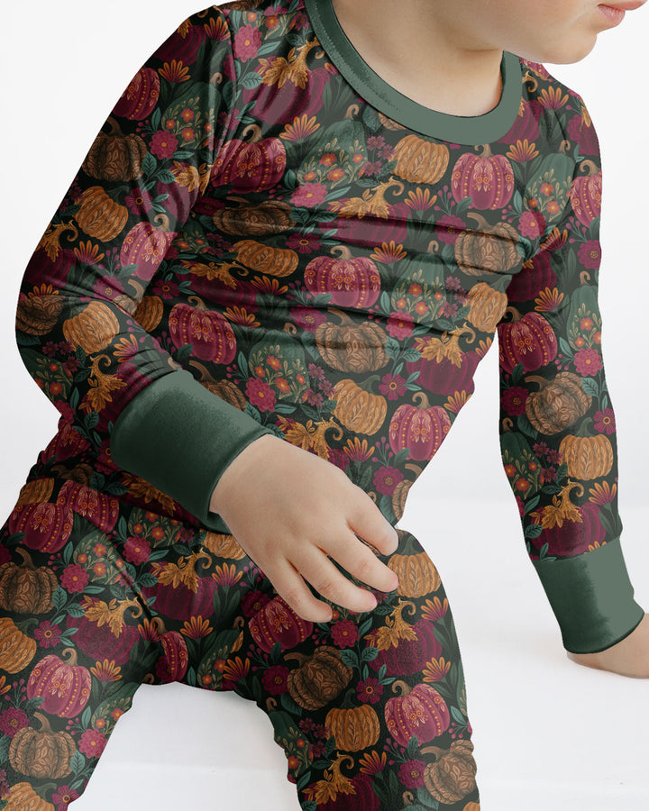 Velvet Pumpkins Bamboo Two Piece Long Sleeve Pajama Set