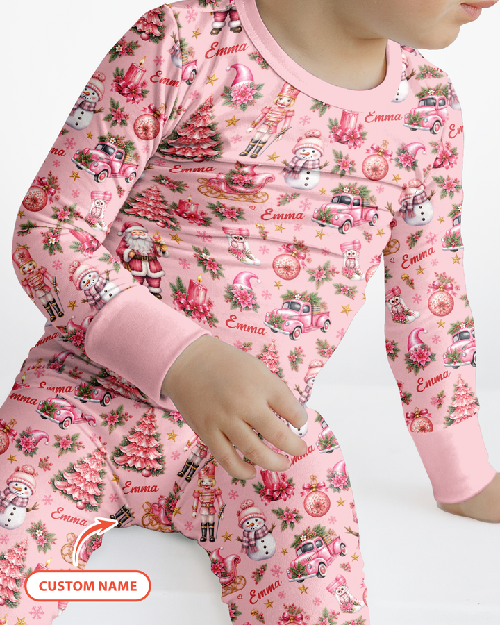 Christmas Tree Pinky Bamboo Two Piece Long Sleeve Pajama Set