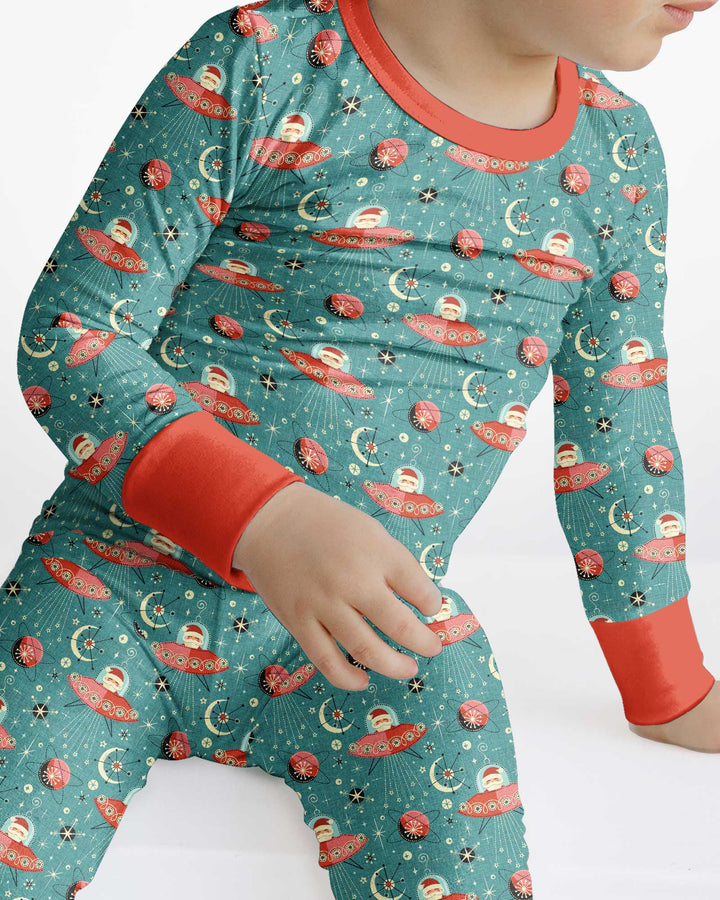 Atomic Santas in Space Bamboo Two Piece Long Sleeve Pajama Set