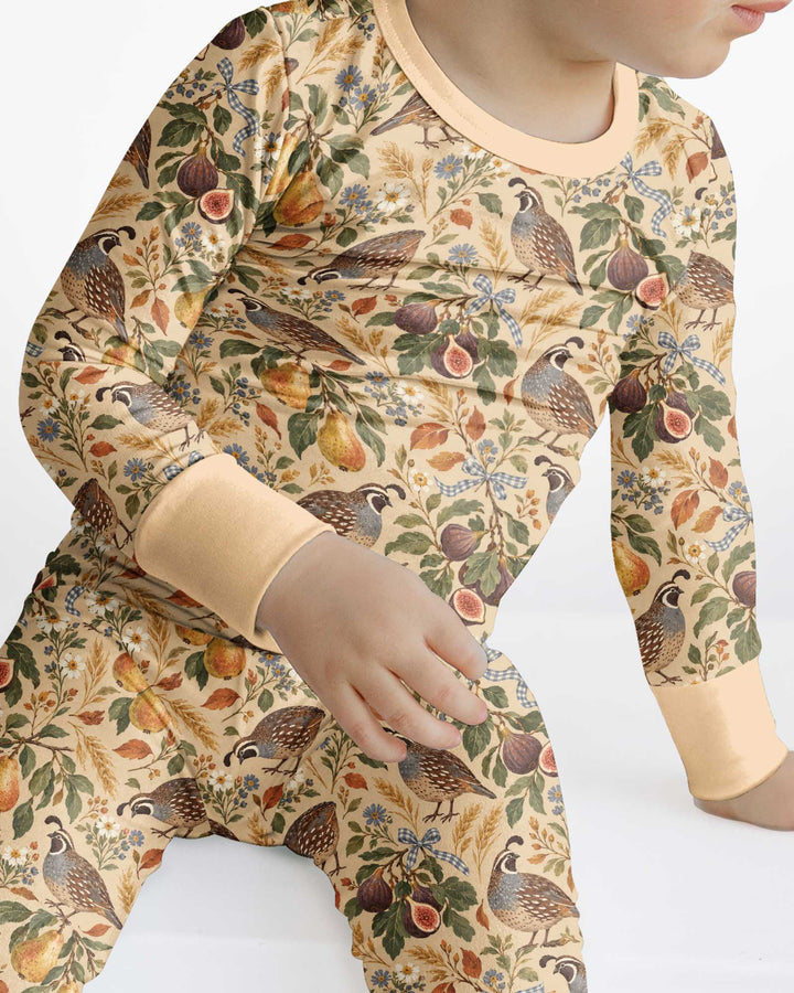 Quail & Pears Bamboo Two Piece Long Sleeve Pajama Set