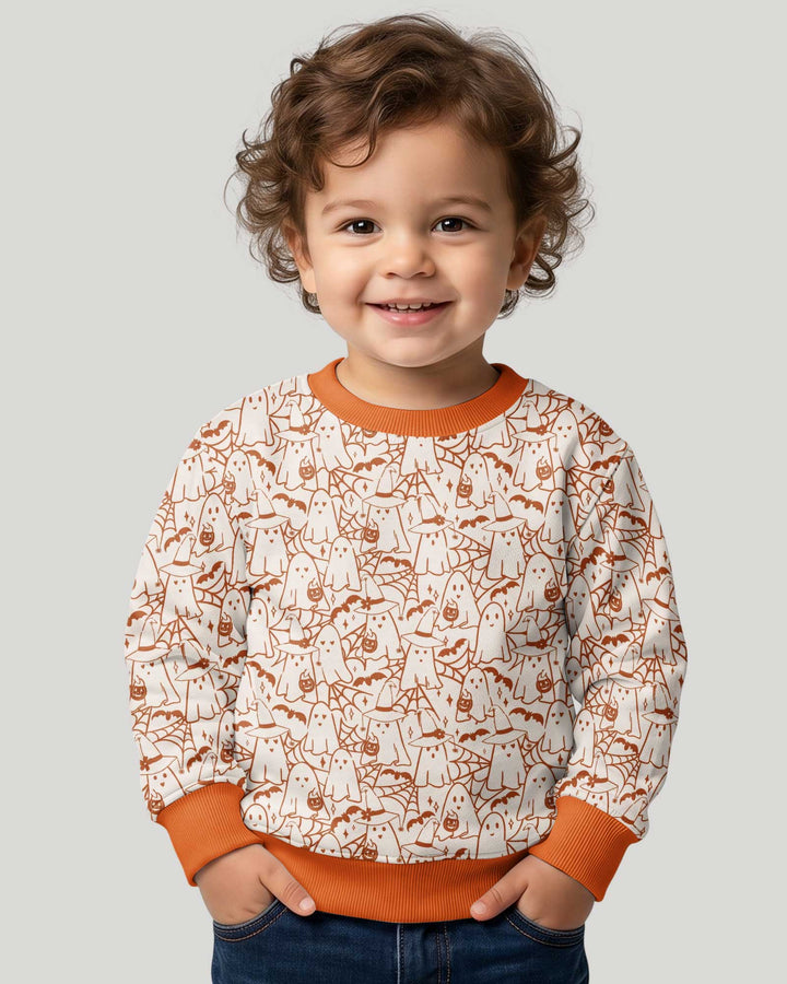 Boo Trick or Treat Ghosts Halloween Bamboo Crewneck Sweatshirt