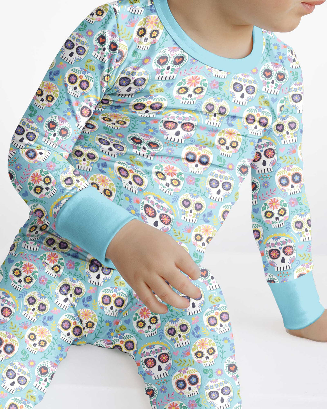 Floral Skull Bamboo Two Piece Long Sleeve Pajama Set