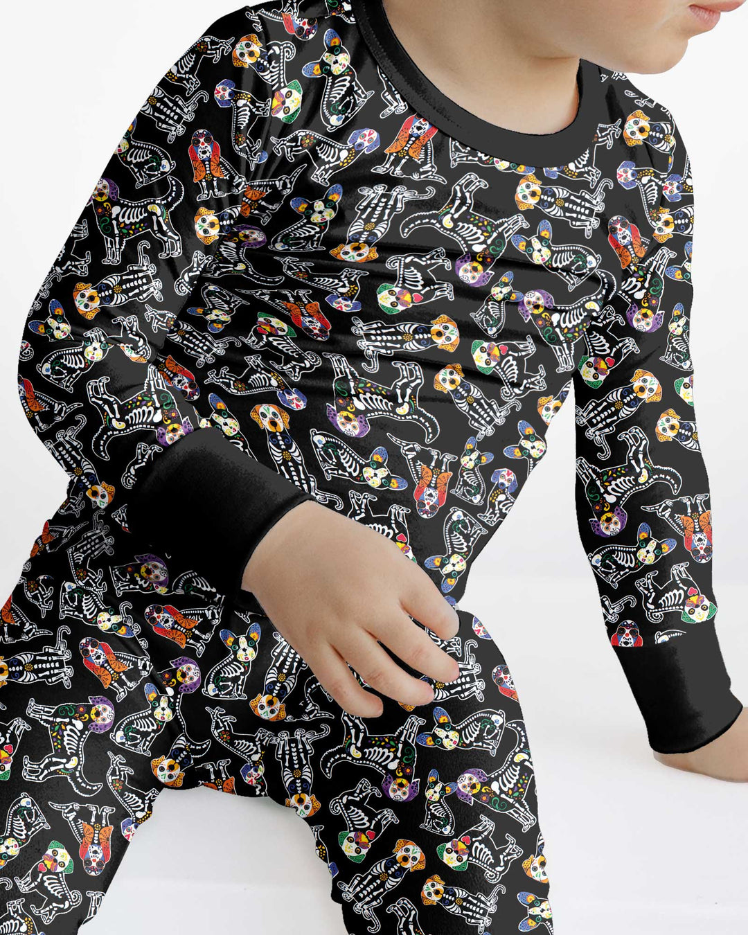 Dia De Los Muertos Doggie Bamboo Two Piece Long Sleeve Pajama Set
