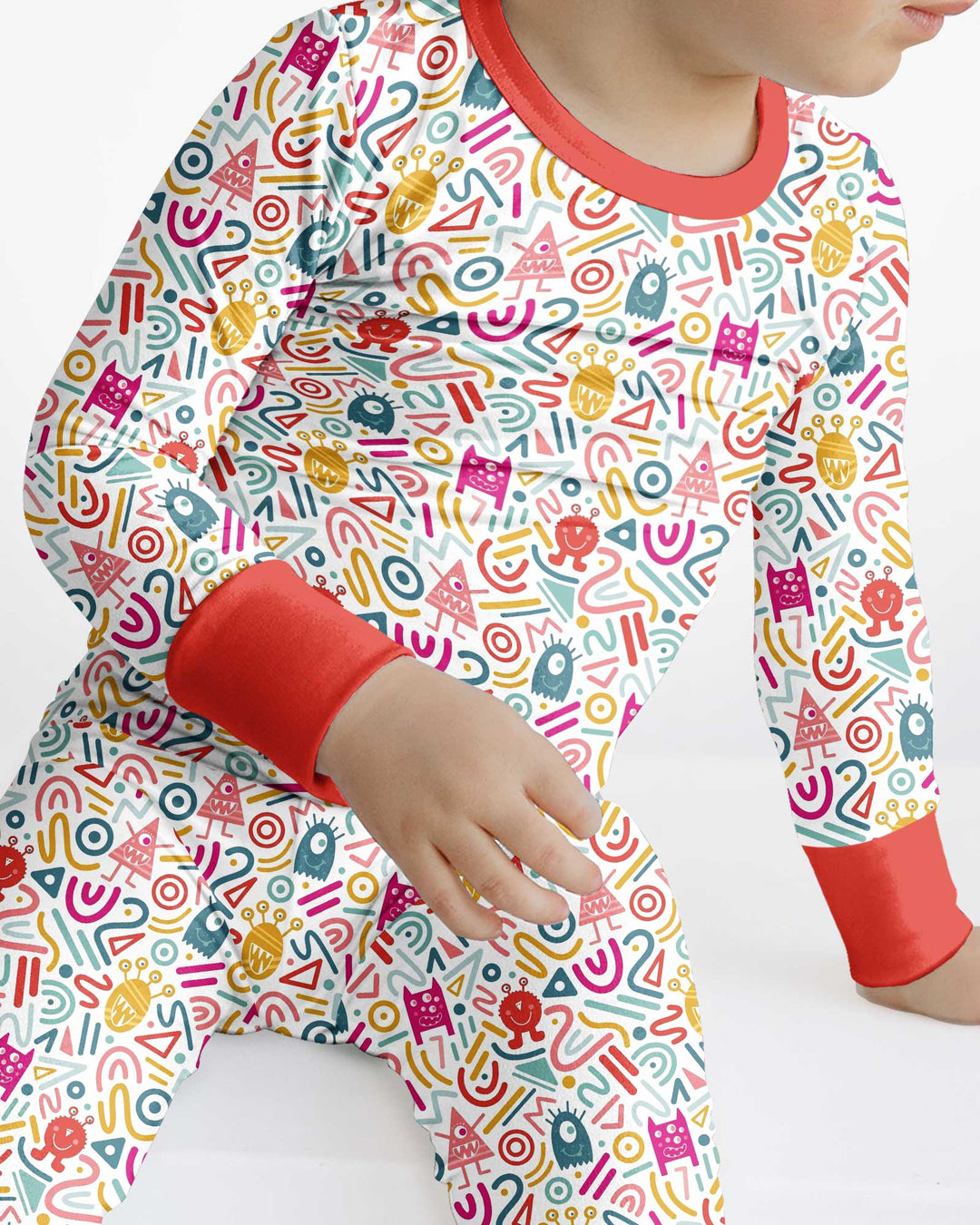 Rainbow Monster Party Bamboo Two Piece Long Sleeve Pajama Set