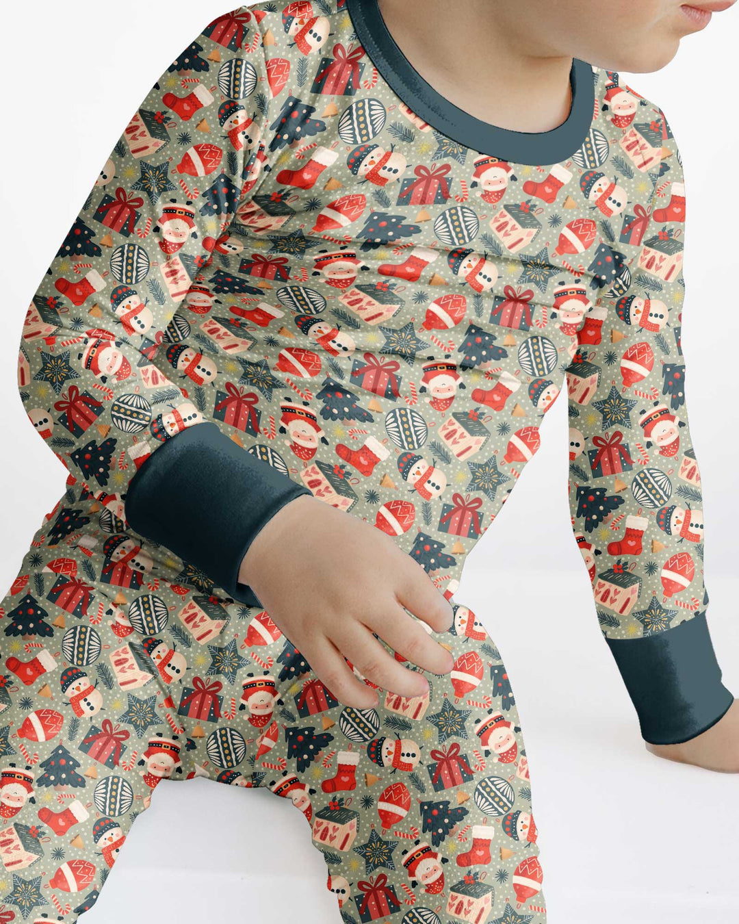 Christmas Ornaments Bamboo Two Piece Long Sleeve Pajama Set