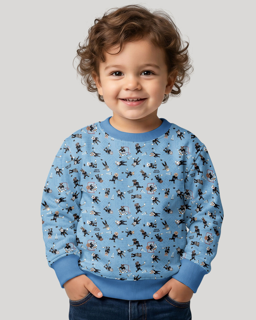Hockey Dogs - Blue and Black Bamboo Crewneck Sweatshirt