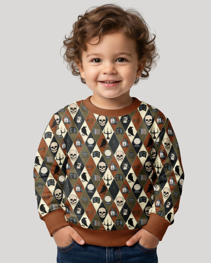 Retro Gothic Halloween Patchwork Bamboo Crewneck Sweatshirt