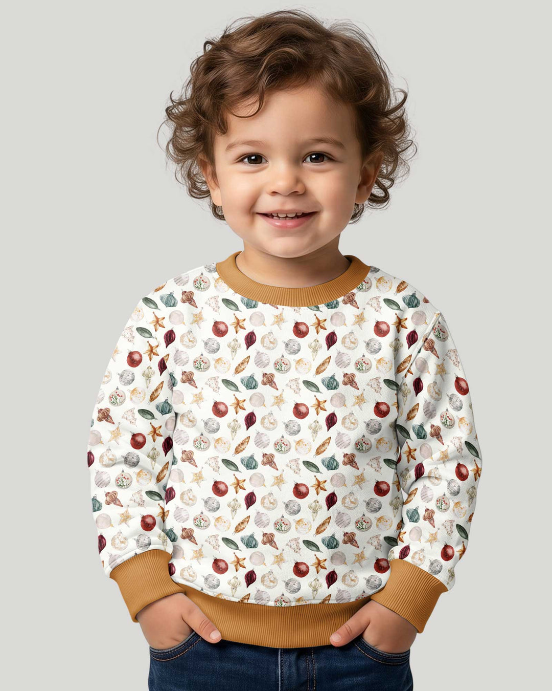Watercolor Christmas Ornaments Bamboo Crewneck Sweatshirt