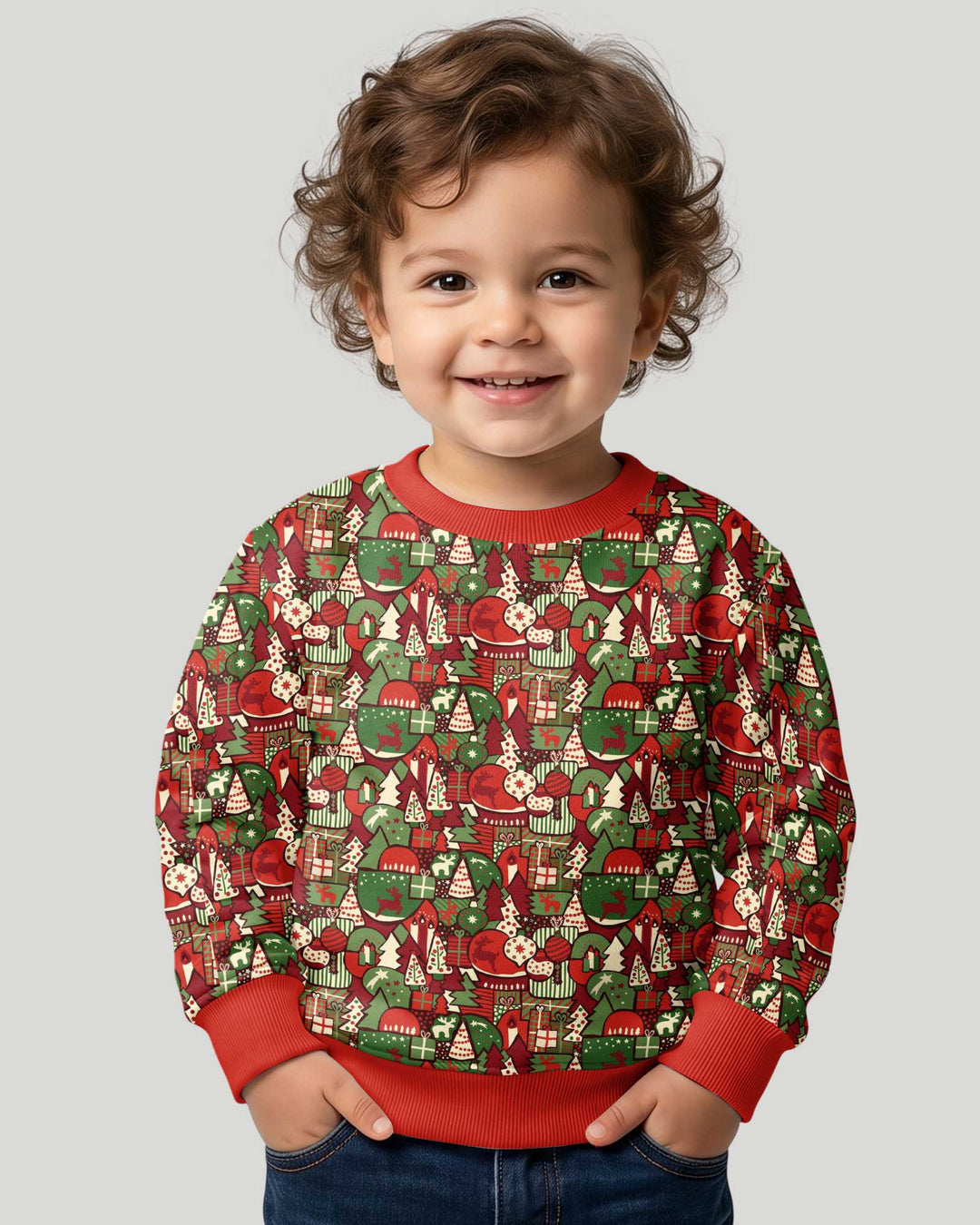 Christmas Time Mosaic Bamboo Crewneck Sweatshirt