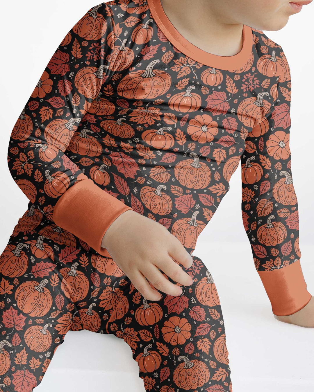 Retro Halloween Pumpkins Bamboo Two Piece Long Sleeve Pajama Set