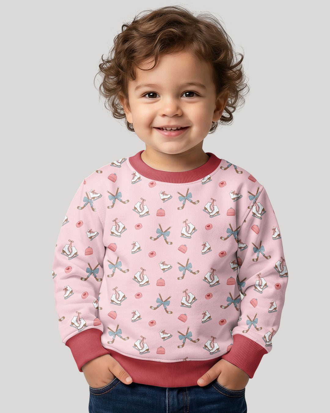 Girly Hockey PinkBamboo Crewneck Sweatshirt