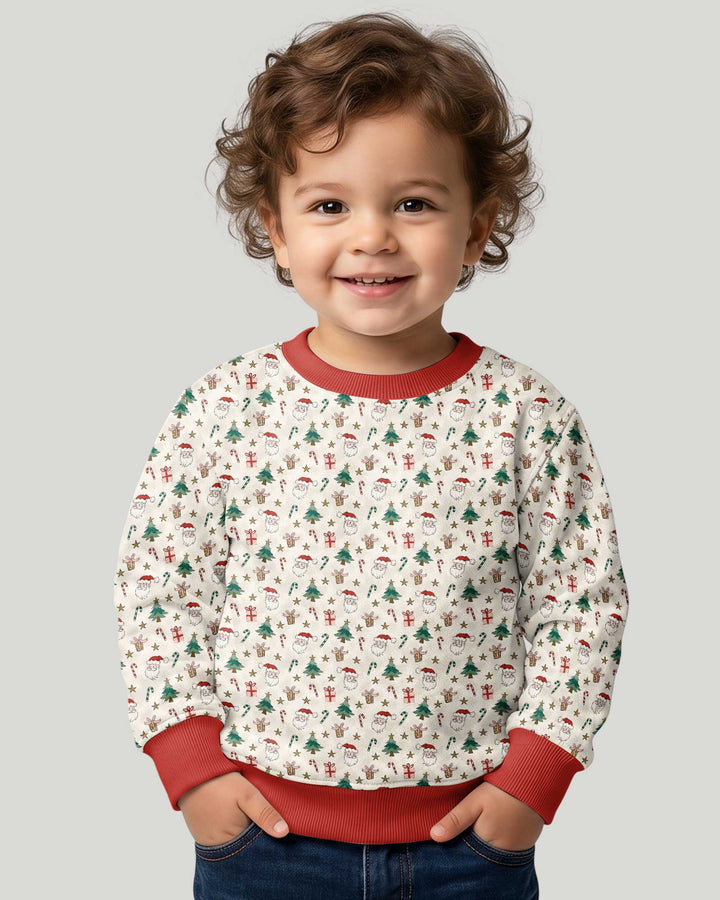Vintage Santa Christmas Doodles Bamboo Crewneck Sweatshirt