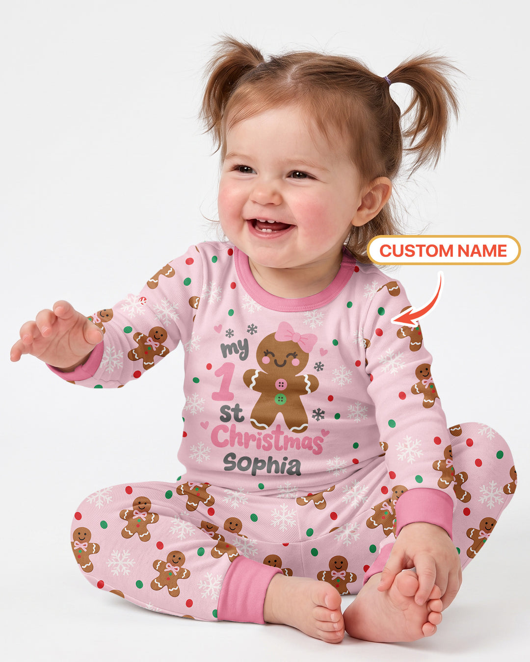 Custom Name My First Christmas  Bamboo Two Piece Long Sleeve Pajama Set