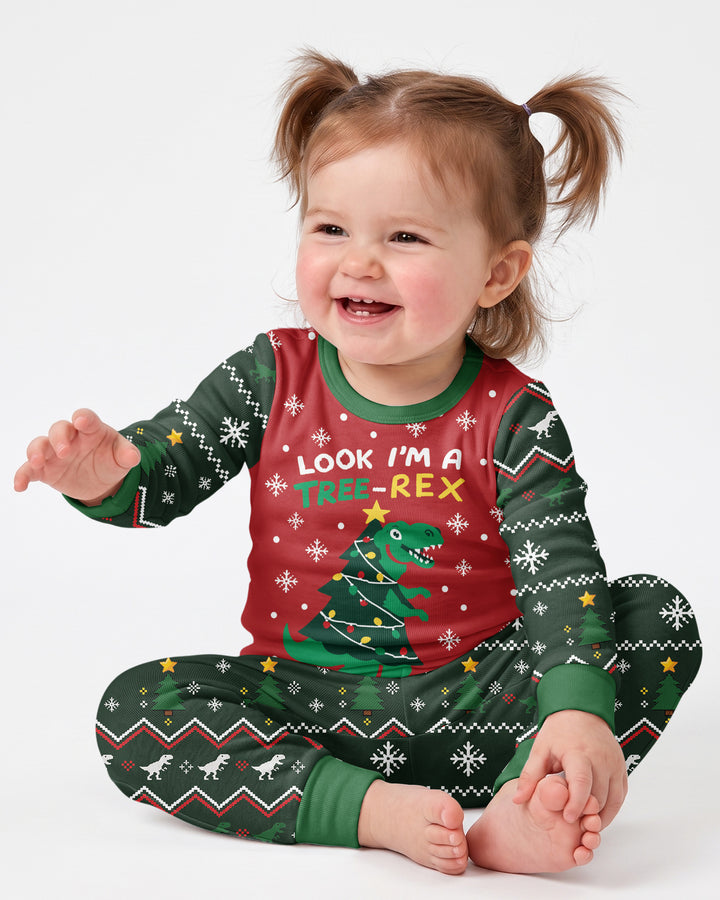 Look I'm Tree-Rex Ugly Christmas Bamboo Two Piece Long Sleeve Pajama Set