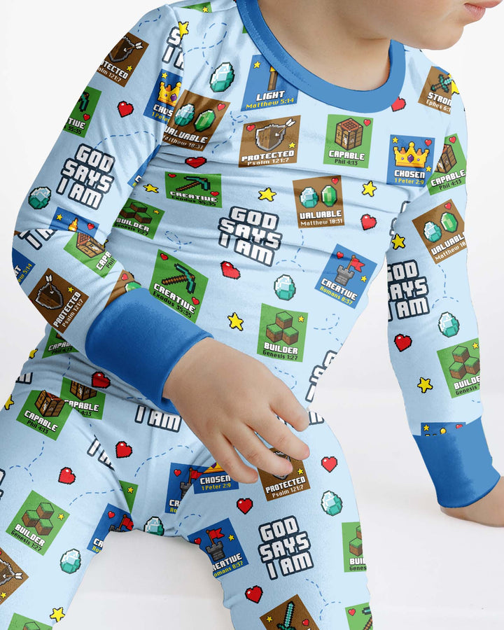 God Says I Am Gamer Bamboo Two Piece Long Sleeve Pajama Set