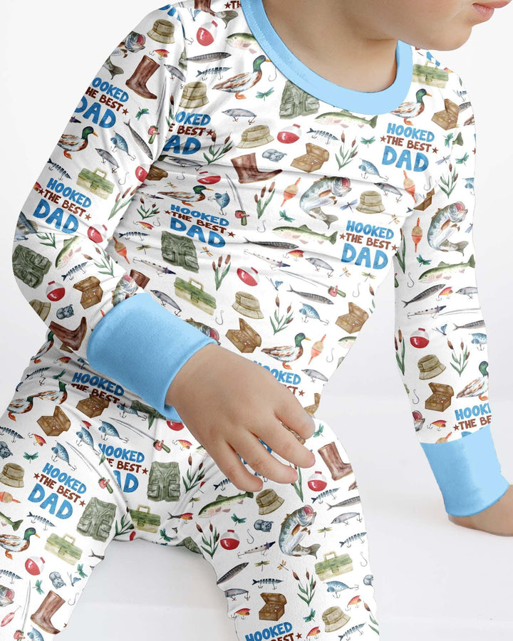 Hooked The Best Dad Daddy & Me Matching Bamboo Two Piece Long Sleeve Pajama Set