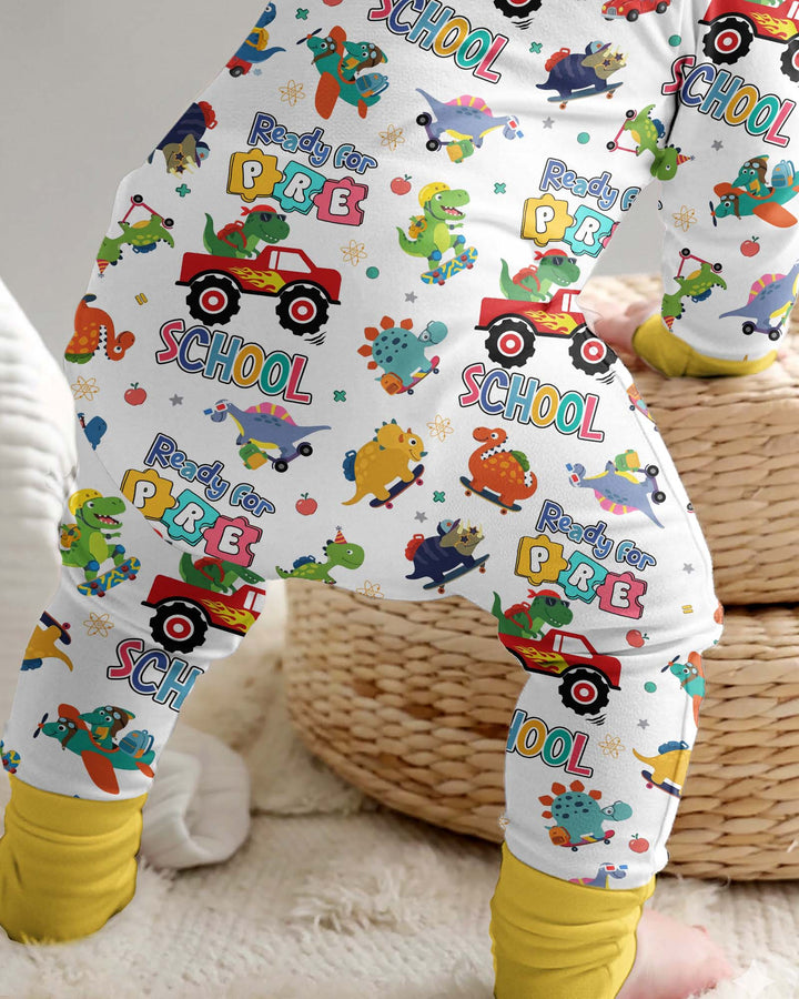 First Day of Preschool T-Rex Bamboo Convertible Zippy