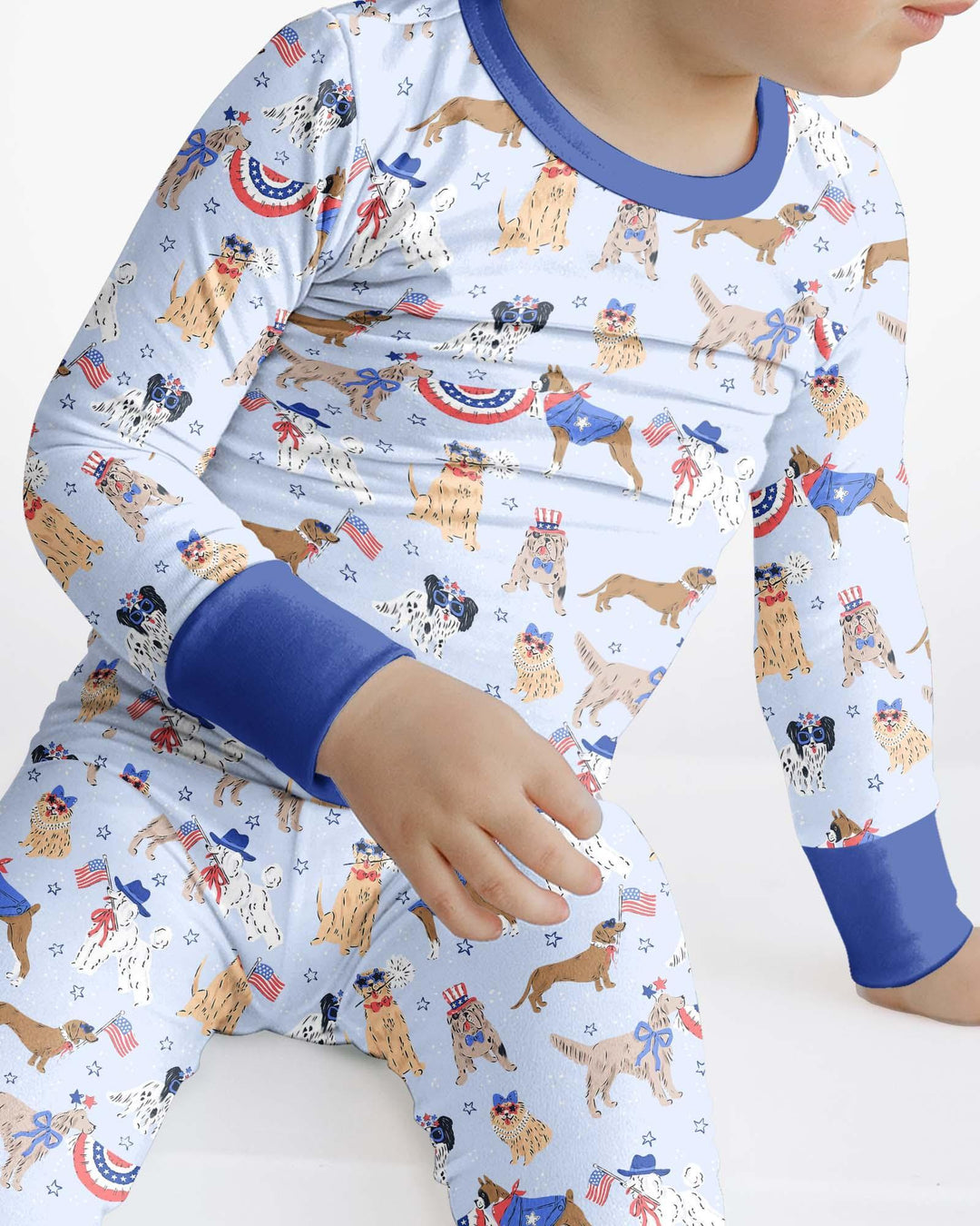 Patriotic Pups Family Matching Bamboo Two Piece Long Sleeve Pajama Set