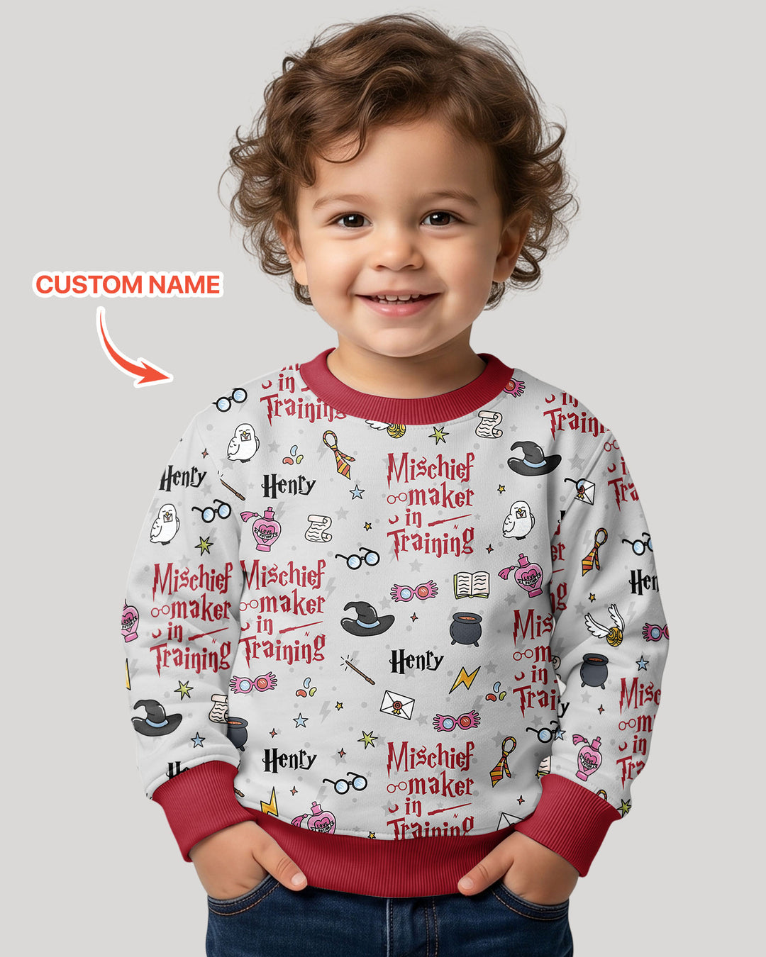 Custom Name Mischief Maker In Training Bamboo Crewneck Sweatshirt