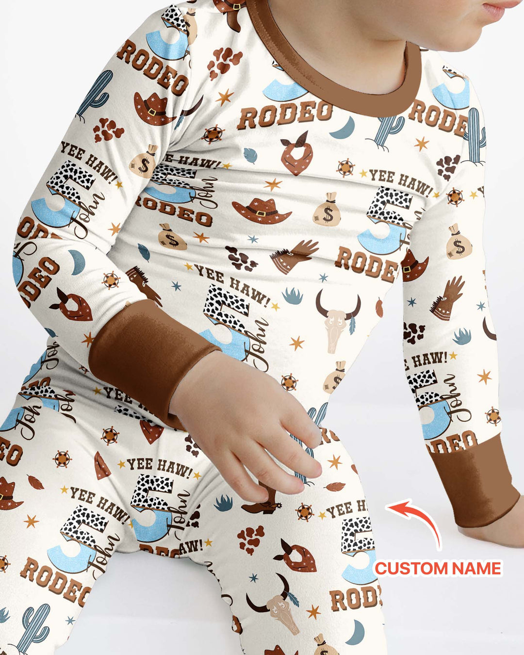 Personalized Cowboy Birthday Rodeo Bamboo Two Piece Long Sleeve Pajama Set