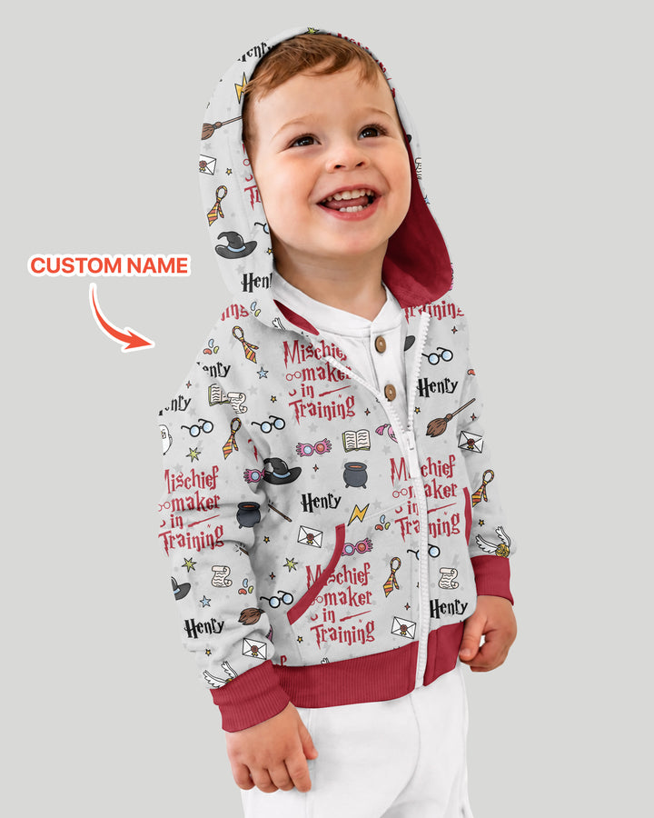 Custom Name Mischief Maker In Training Bamboo Zip Hoodie